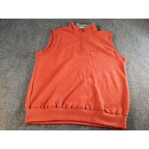 Peter Millar Sleeveless Vest Men Sz M Orange Cotton Hollyfrontier Embroidered Sp